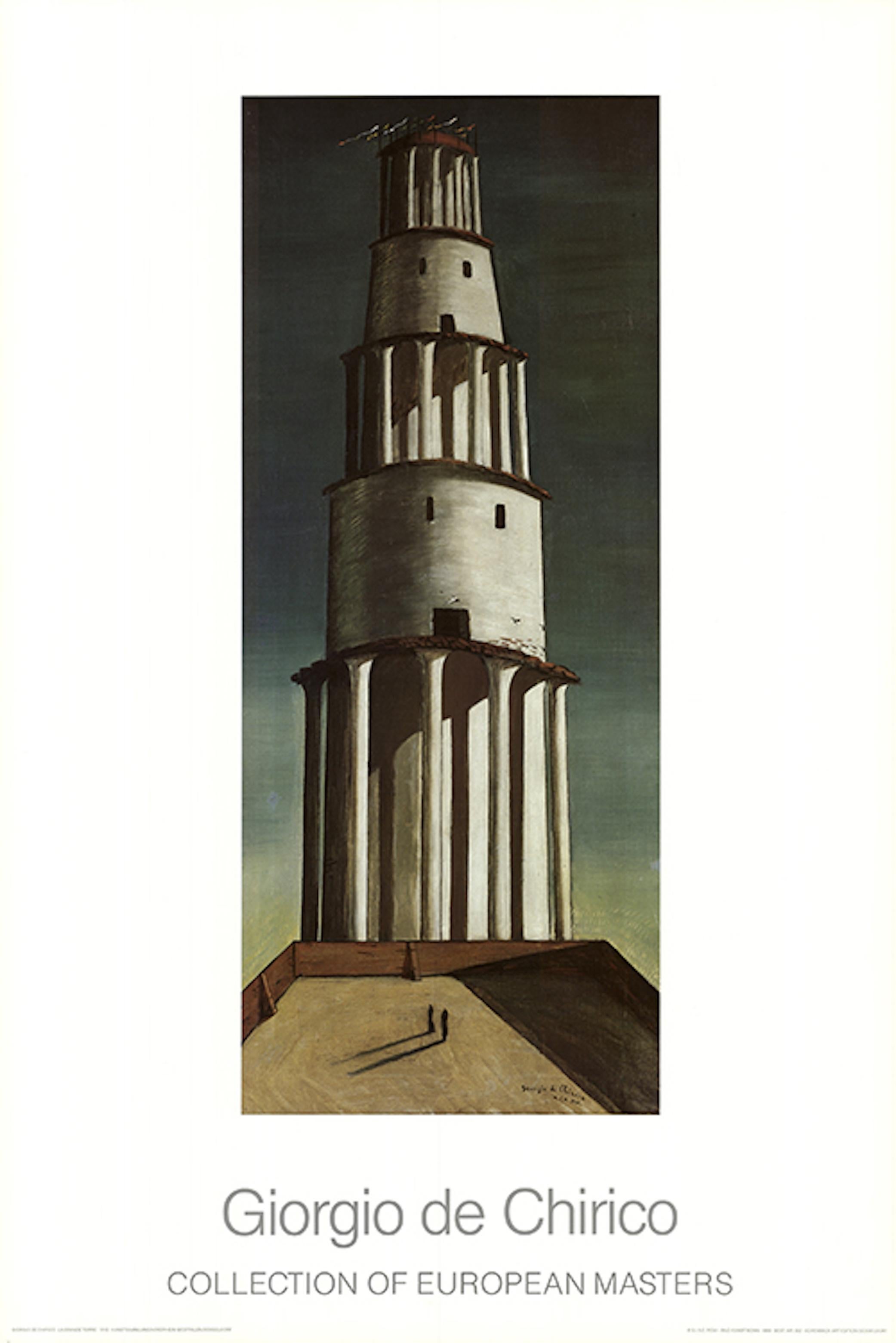 Surreal high tower reminiscent of ancient Roman arcades with a play of shadows and illogical perspective.

Art print after the original from 1913
Signed and dated in print
In good condition, minimal signs of storage