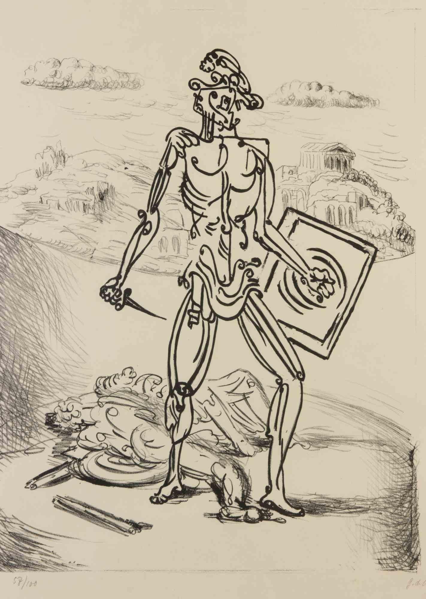 Le Gladiateur - Lithographie de Giorgio de Chirico - 1929 - Moderne Print par Giorgio De Chirico