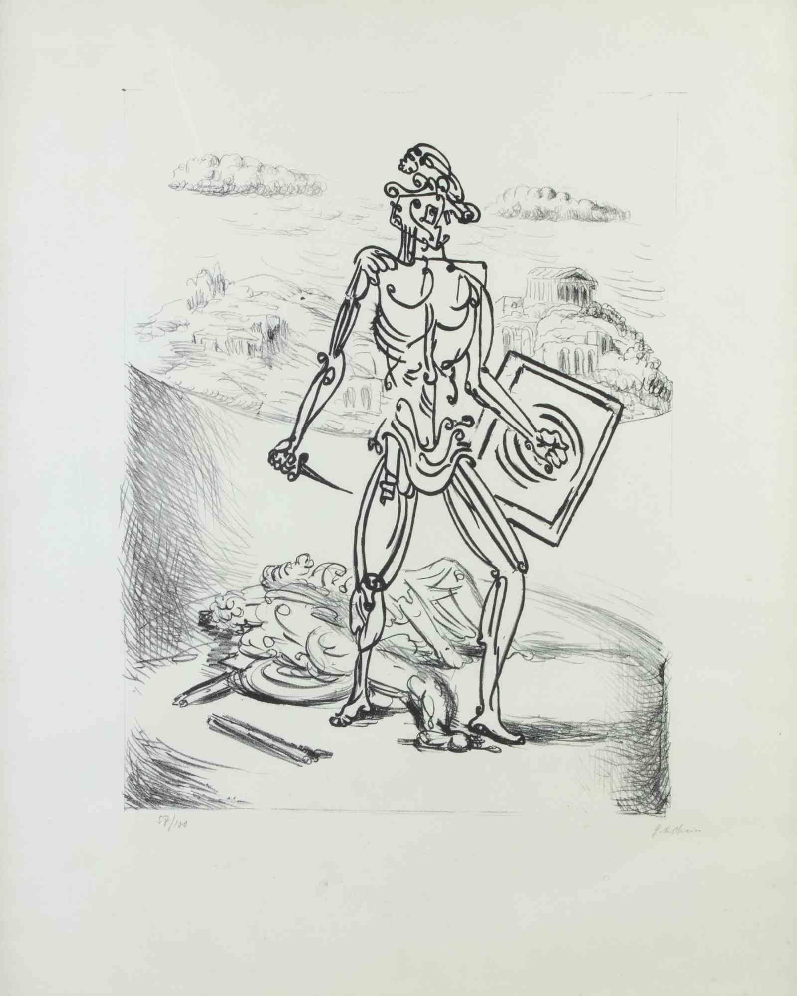 Figurative Print Giorgio De Chirico - Le Gladiateur - Lithographie de Giorgio de Chirico - 1929