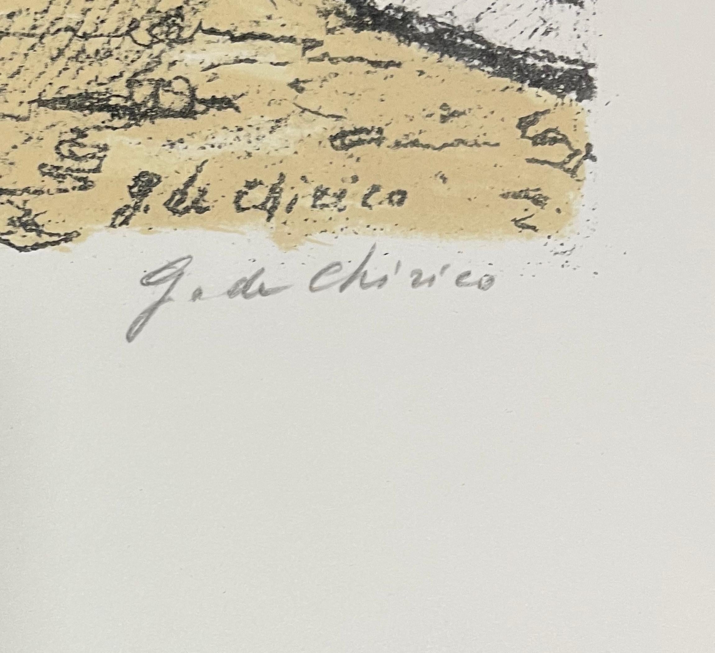 L'Ospite dei Bagnanti Misteriosi - Lithographie de G. De Chirico - 1969 - Print de Giorgio De Chirico