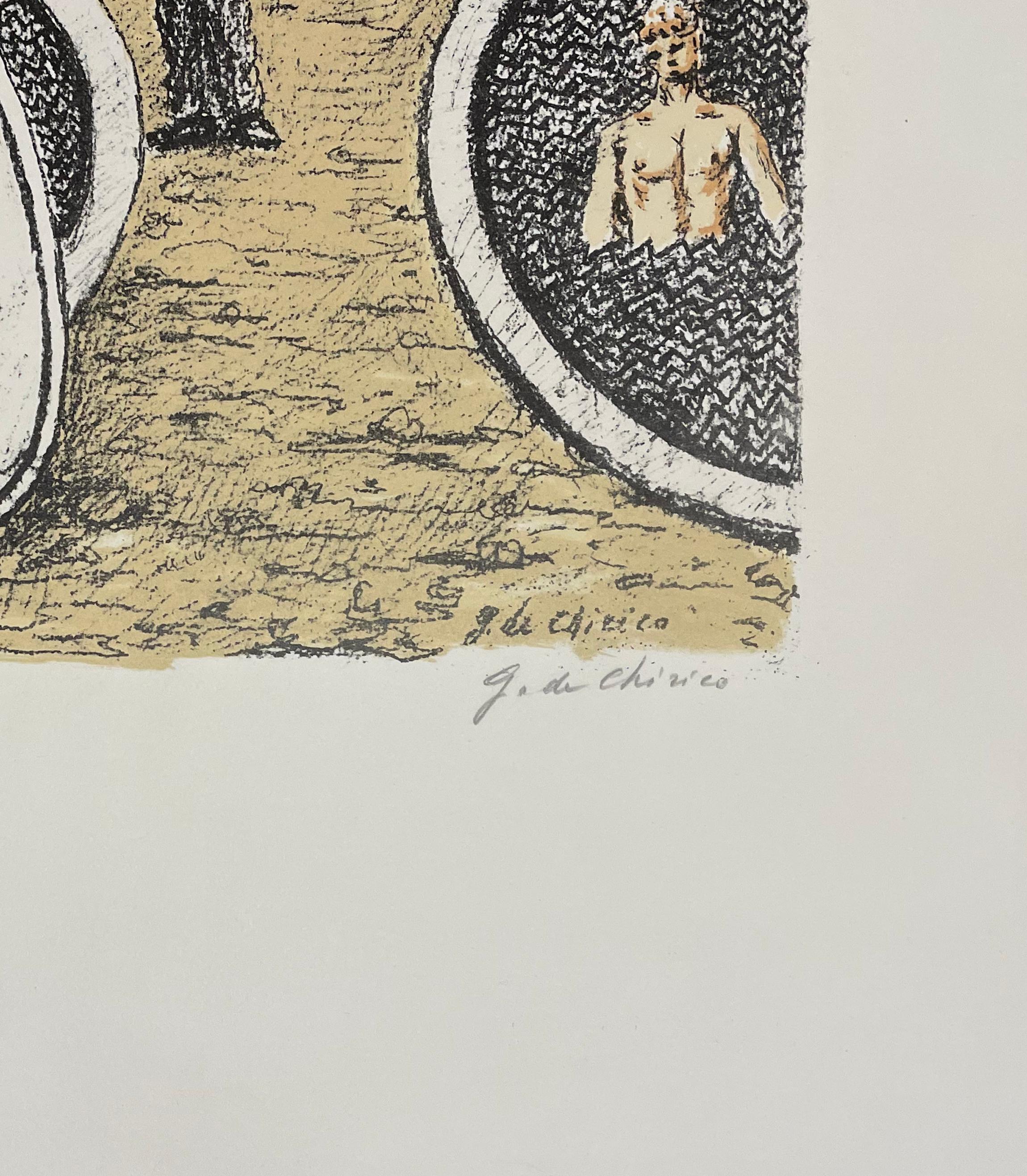 L'Ospite dei Bagnanti Misteriosi - Lithographie de G. De Chirico - 1969 - Surréalisme Print par Giorgio De Chirico