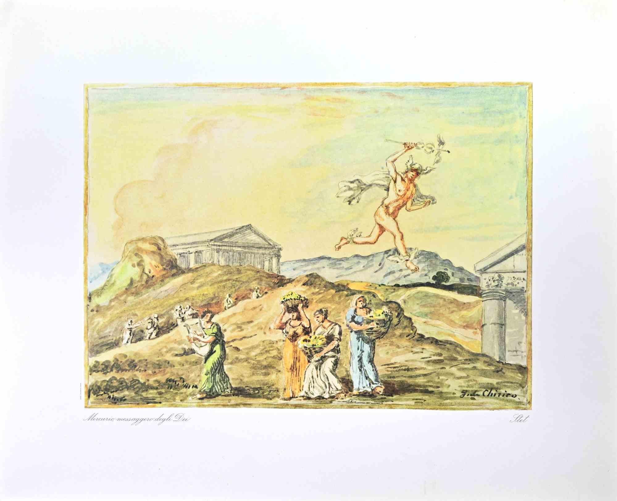 Mercurio Messaggero degli Dei-Stampa offset d'epoca di Giorgio De Chirico - 1962