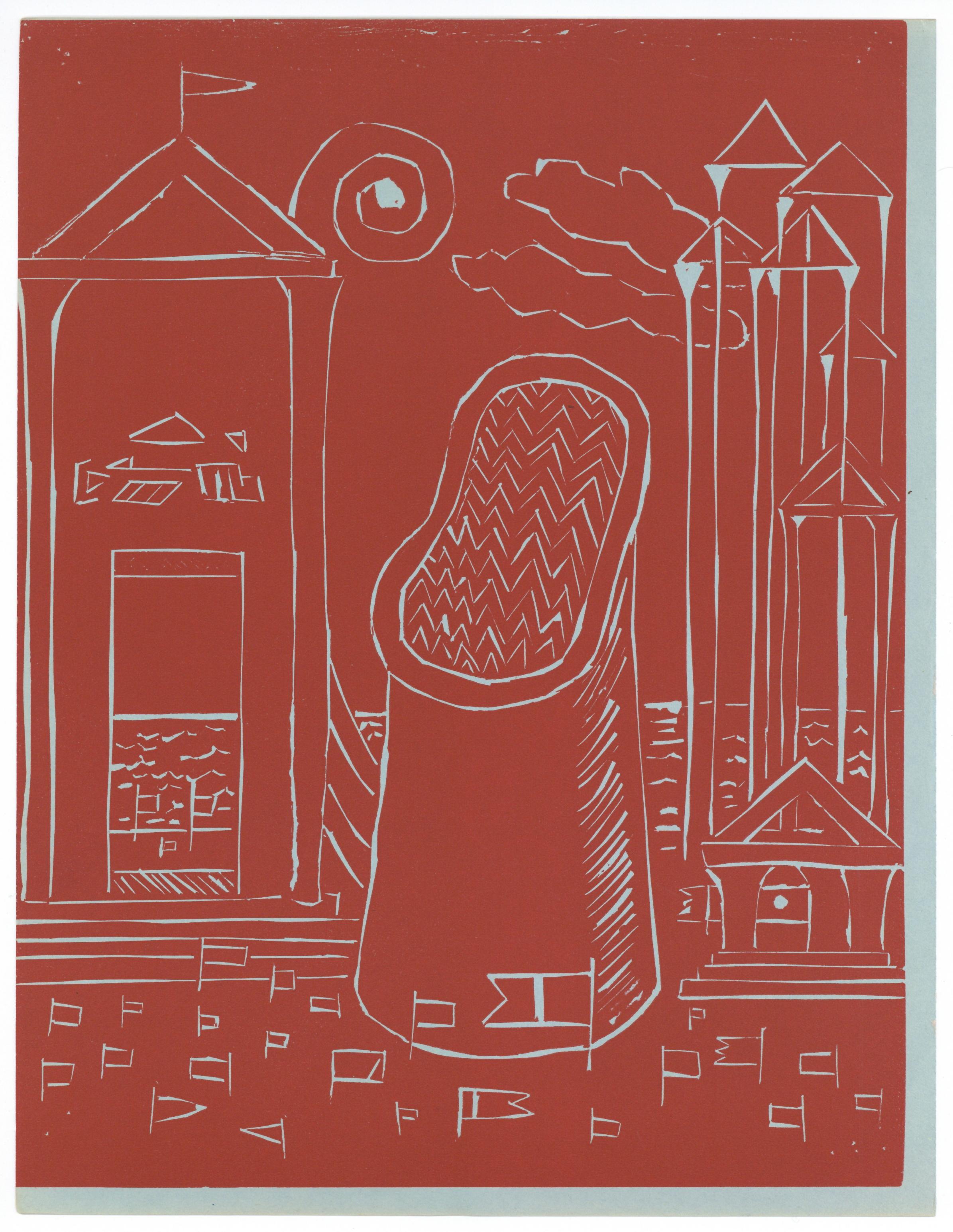 Medium: Original-Linoleumschnitt. Gedruckt 1938 für die Kunstrevue XXe Siecle (Ausgabe Nr. 4) und veröffentlicht in Paris bei San Lazzaro. Blattgröße: 12 1/2 x 9 5/8 Zoll (317 x 243 mm). In der Platte signiert (nicht handsigniert). Hinweis: Giorgio
