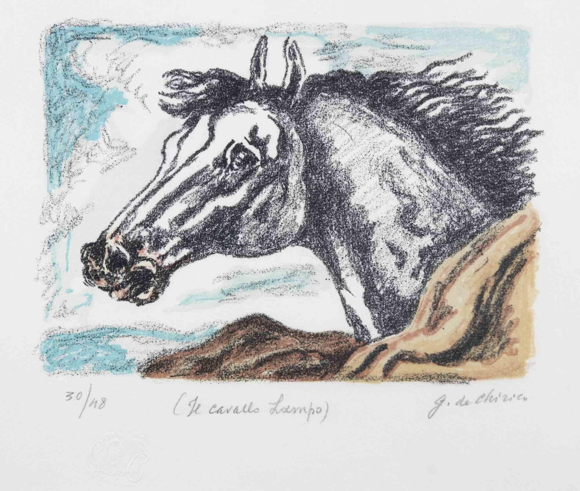 Giorgio De Chirico Animal Print - The Horse "Lampo" - Lithograph by Giorgio de Chirico - 1971