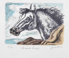 The Horse "Lampo" - Lithograph by Giorgio de Chirico - 1971