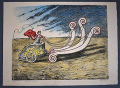 The Invincible Chariot  La biga invincibile - Hand Coloured Italian Surrealism