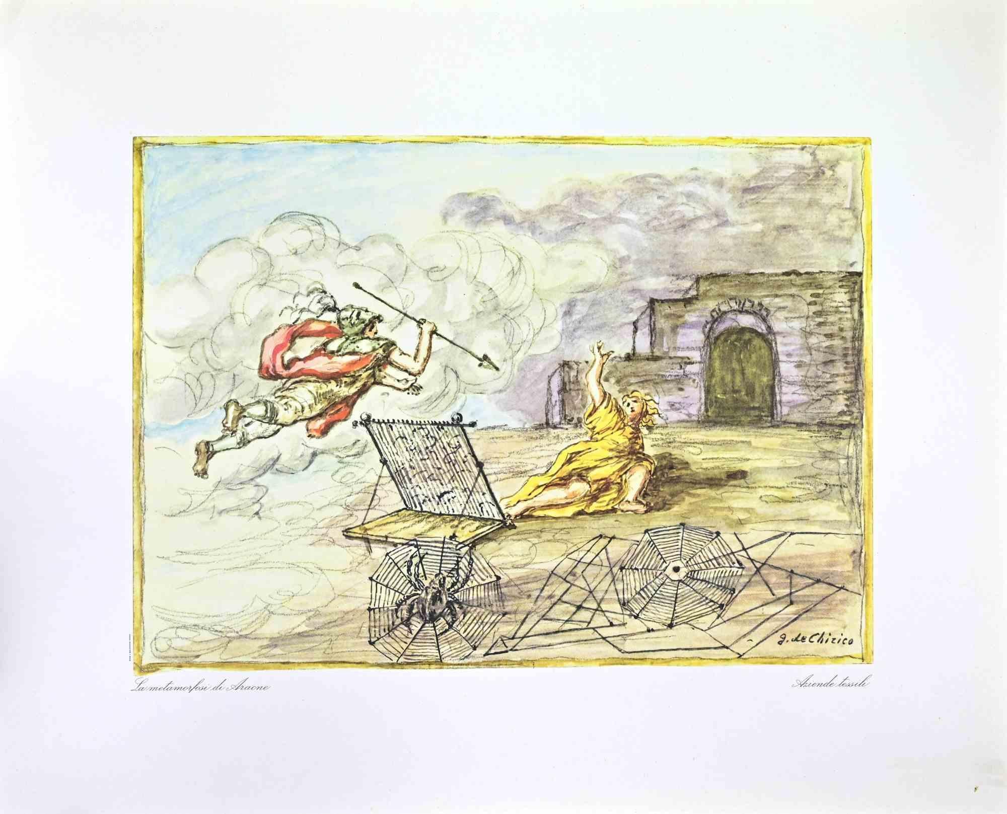 La metamorfosi di Aracne - Stampa offset d'epoca di Giorgio De Chirico - 1962