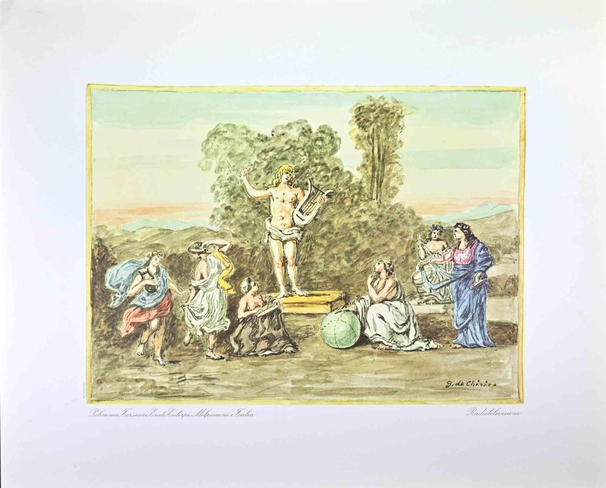 Le Muse - Stampa offset d'epoca di Giorgio De Chirico - 1962