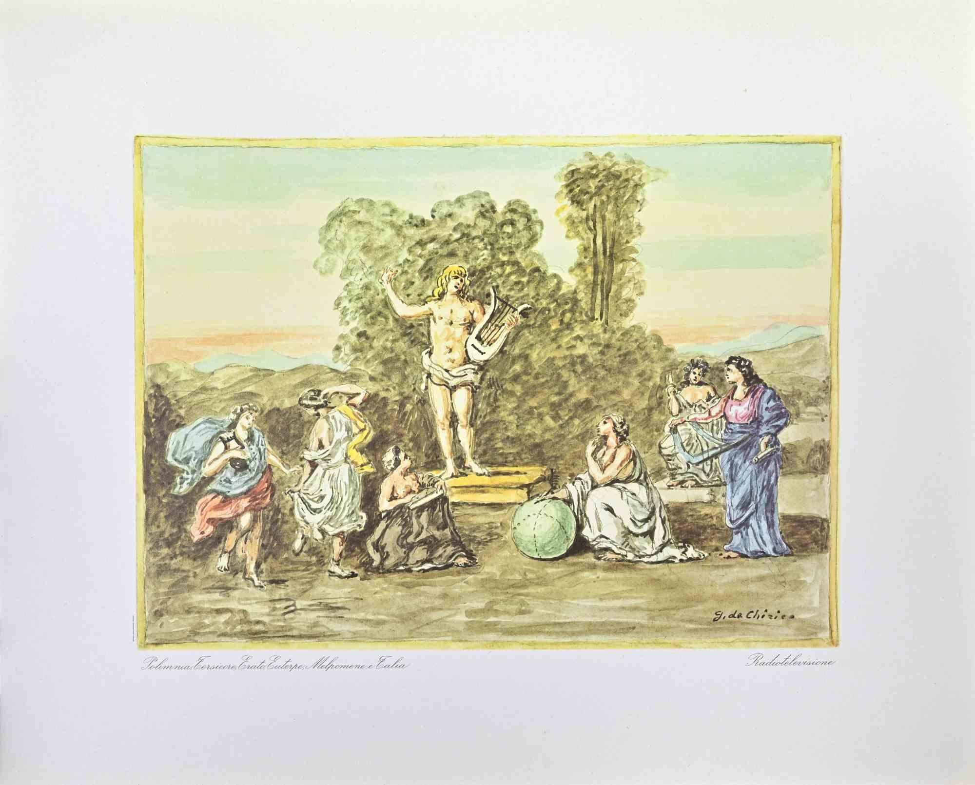 Le Muse - Stampa offset d'epoca di Giorgio De Chirico - 1962