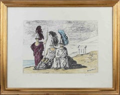 Los guerreros regresan de Troya - Litografía de De Chirico - 1966