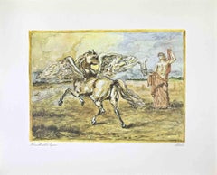 El caballo alado Pegaso - Impresión offset vintage de Giorgio De Chirico - 1962