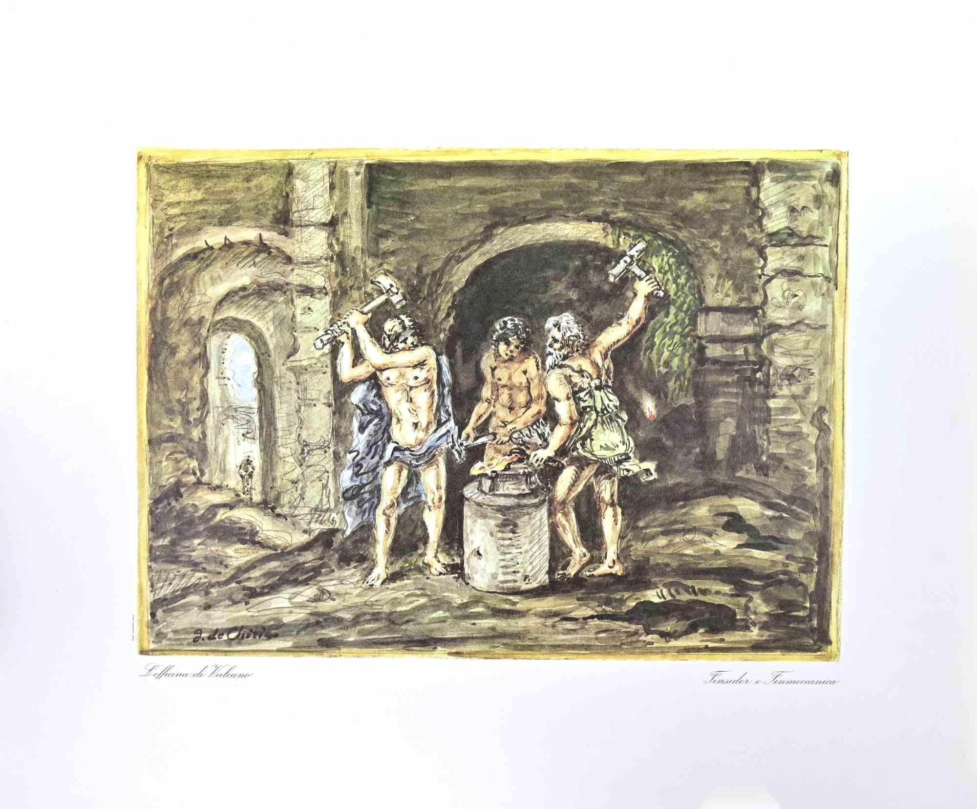 Vulcan's Forge - Vintage Offset Print by Giorgio de Chirico - 1962