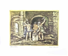 La fucina di Vulcano - Stampa offset d'epoca di Giorgio De Chirico - 1962