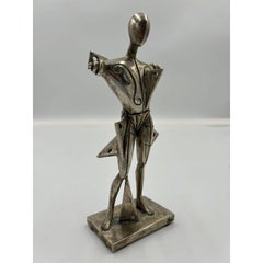Giorgio De Chirico - Il Trovatore - Silver-Plated Bronze Sculpture