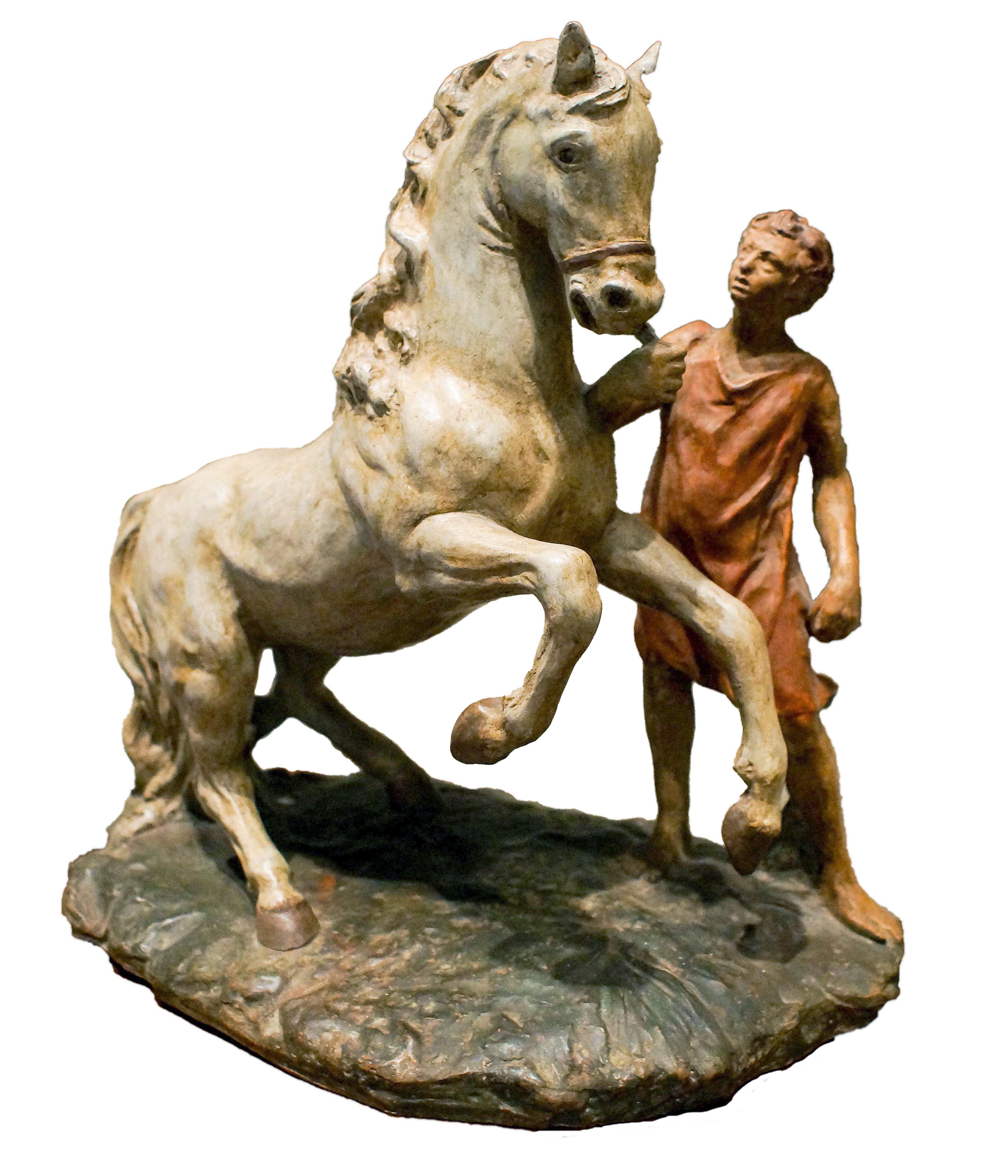 Giorgio De Chirico Horse And Boy Original Terracotta Sculpture