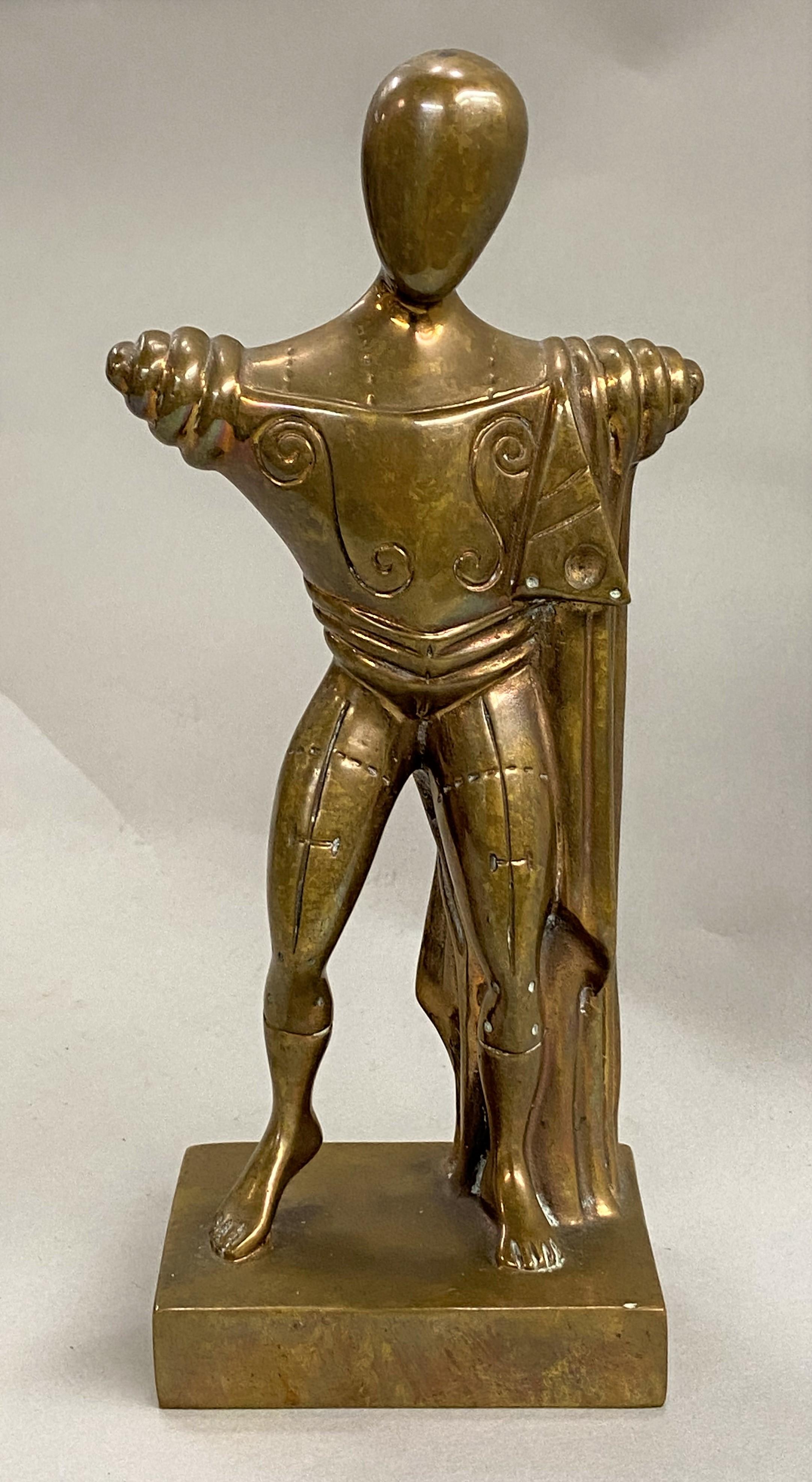 A fine polished bronze figural sculpture by Greek / Italian artist Giorgio De Chirico (1888-1978). De Chirico was born from Italian parents in Volos, Greece, and when his father died in 1905, his mother took him and his brother to Munich where he