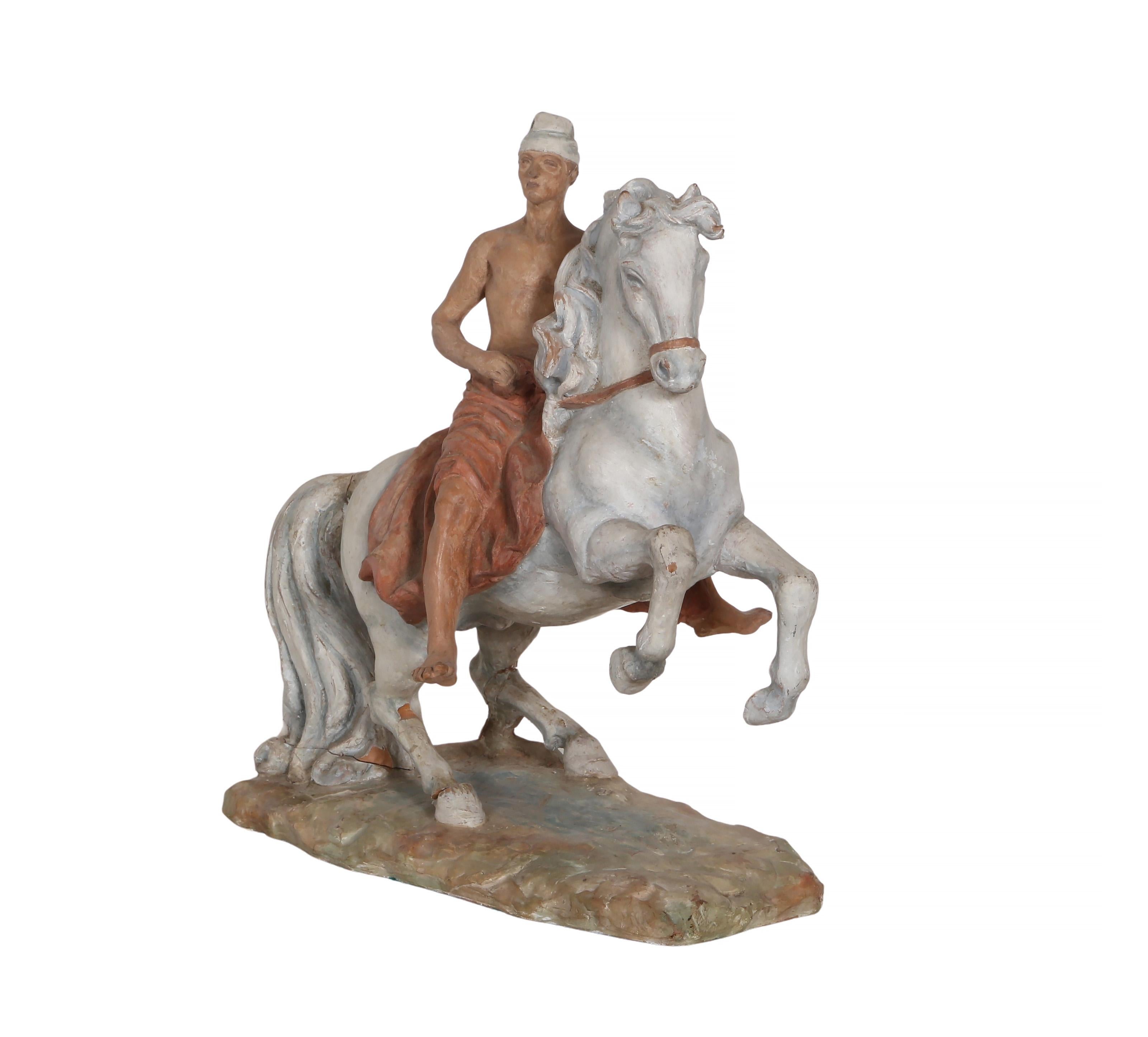 Hombre a caballo, escultura moderna de terracota de Giorgio De Chirico en venta 1
