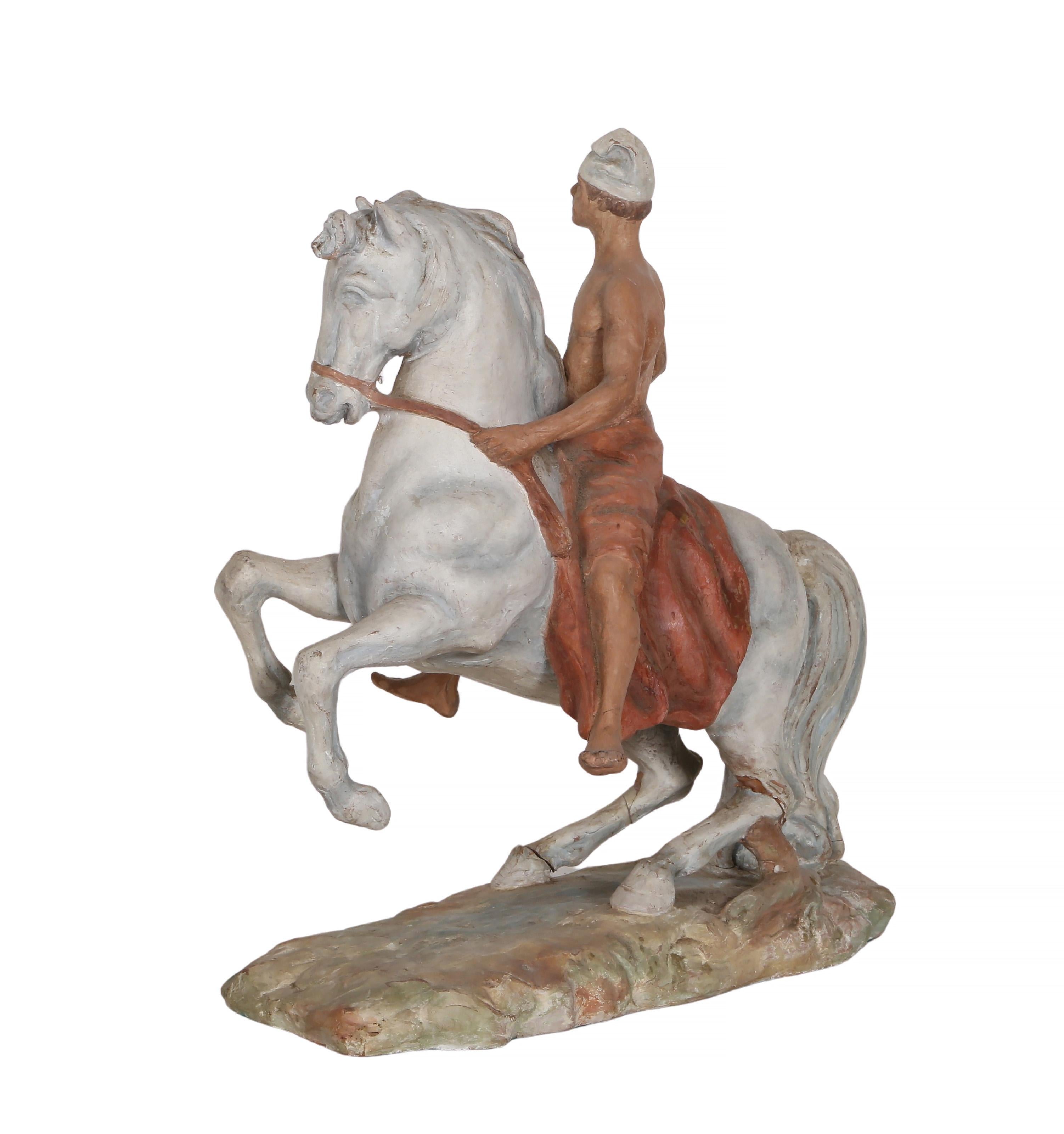 Hombre a caballo, escultura moderna de terracota de Giorgio De Chirico en venta 3