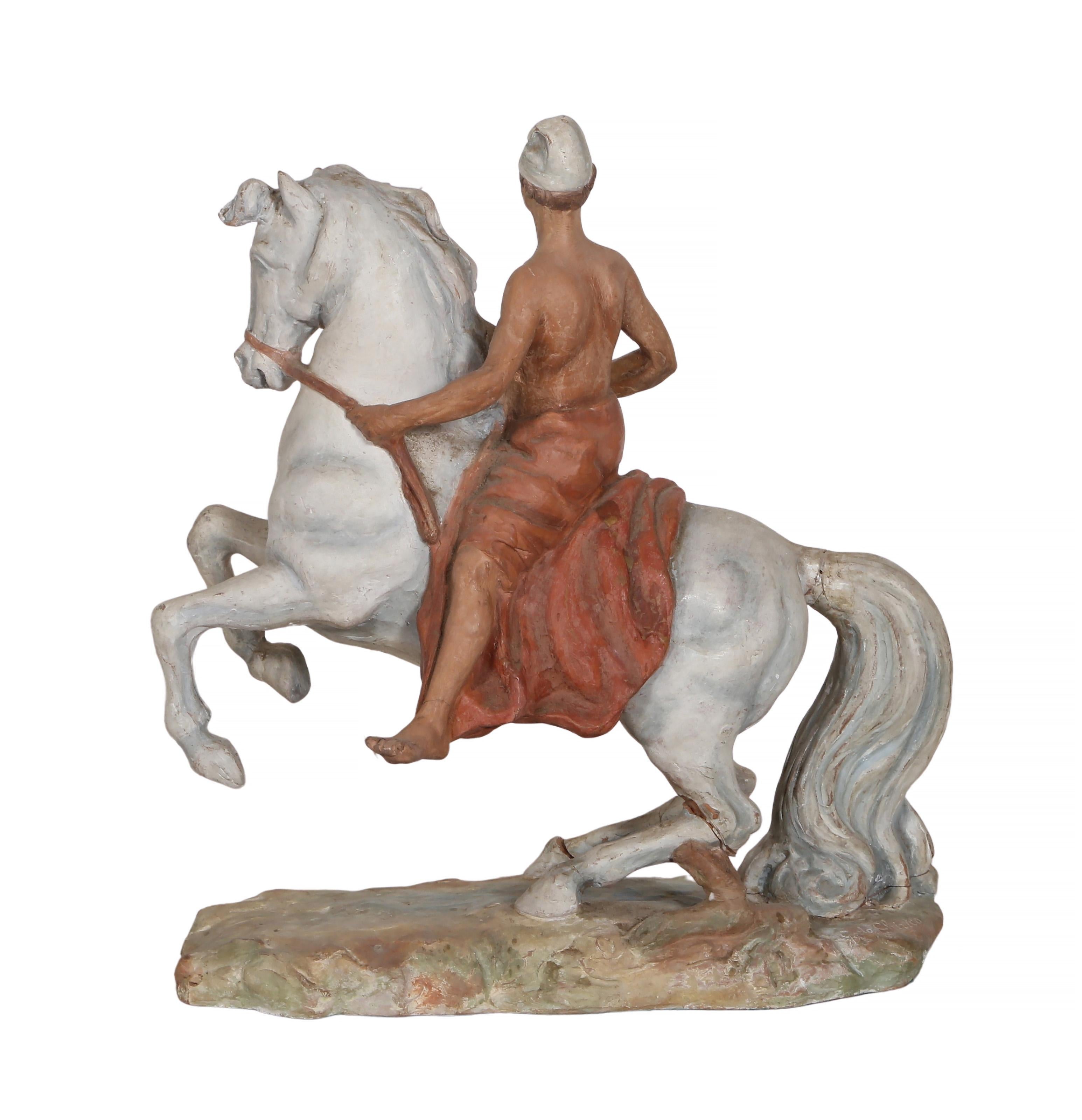 Hombre a caballo, escultura moderna de terracota de Giorgio De Chirico en venta 4