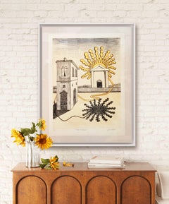 GIORGIO DE CHIRICO - Sole sul tempio 1969 Litografia firmata e numerata