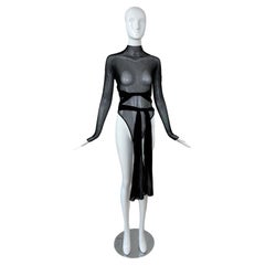 GIORGIO DI SANT ANGELO 80s/90s Vintage Sheer Black Bodysuit