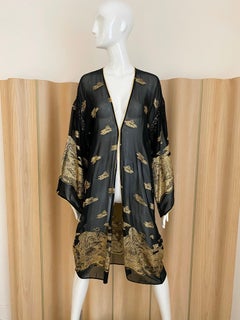 Giorgio di Sant Angelo Black and Gold Crepe Robe Jacket