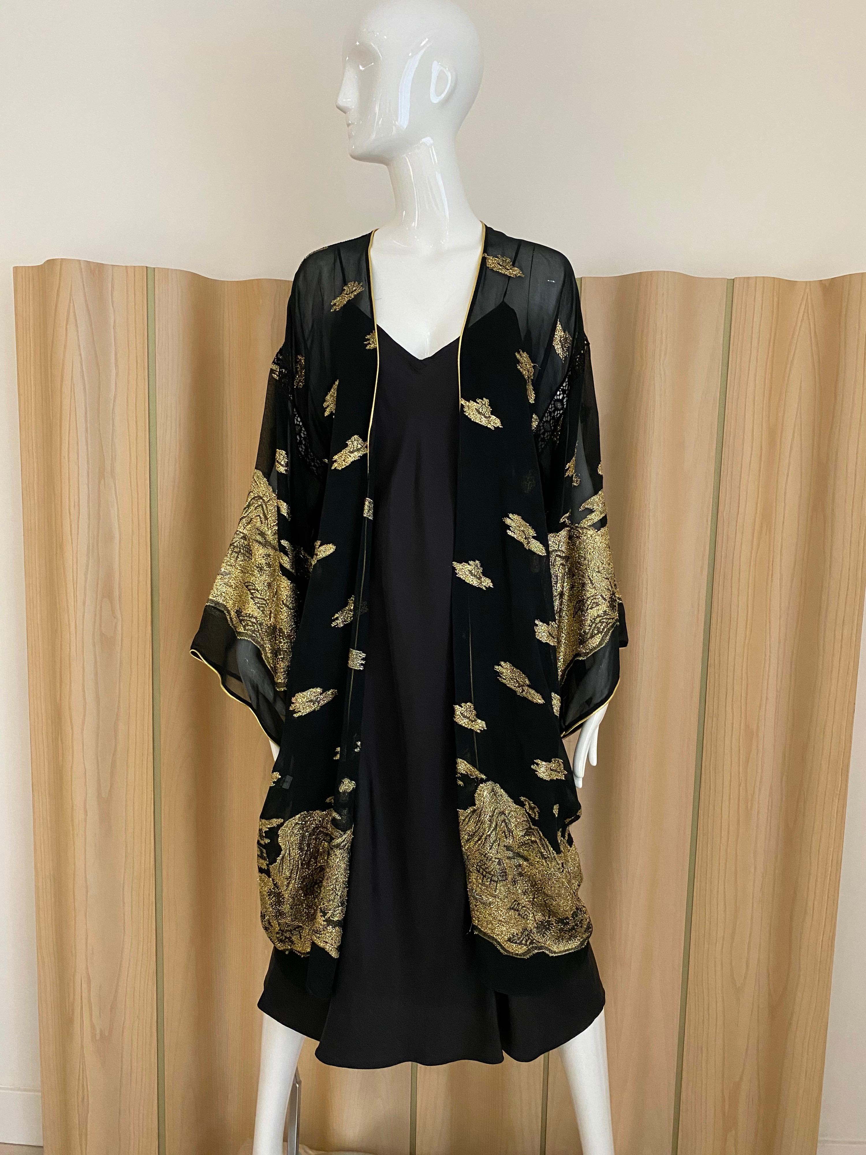 Giorgio di Sant Angelo Black and Gold Crepe Robe Jacket 3