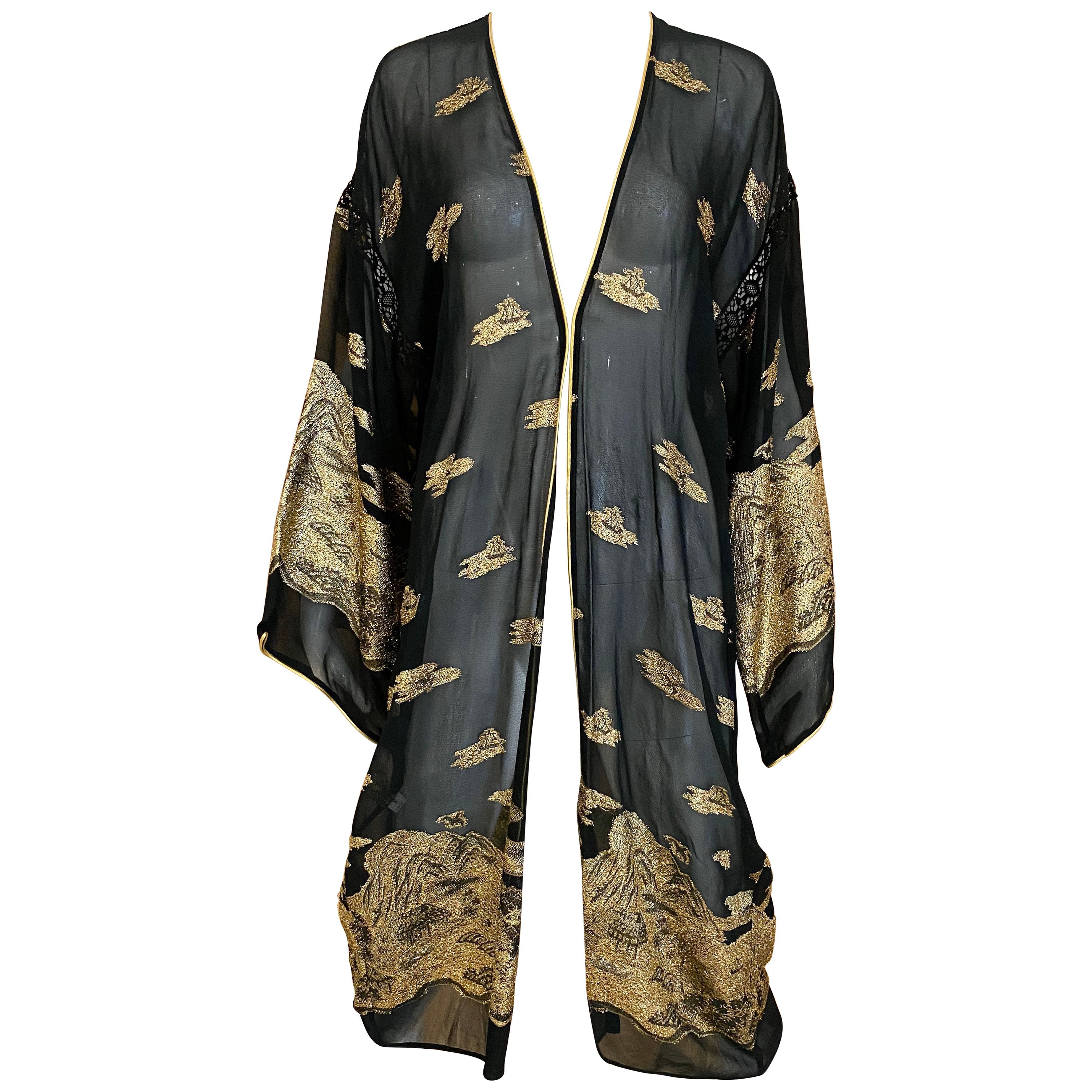 Giorgio di Sant Angelo Black and Gold Crepe Robe Jacket