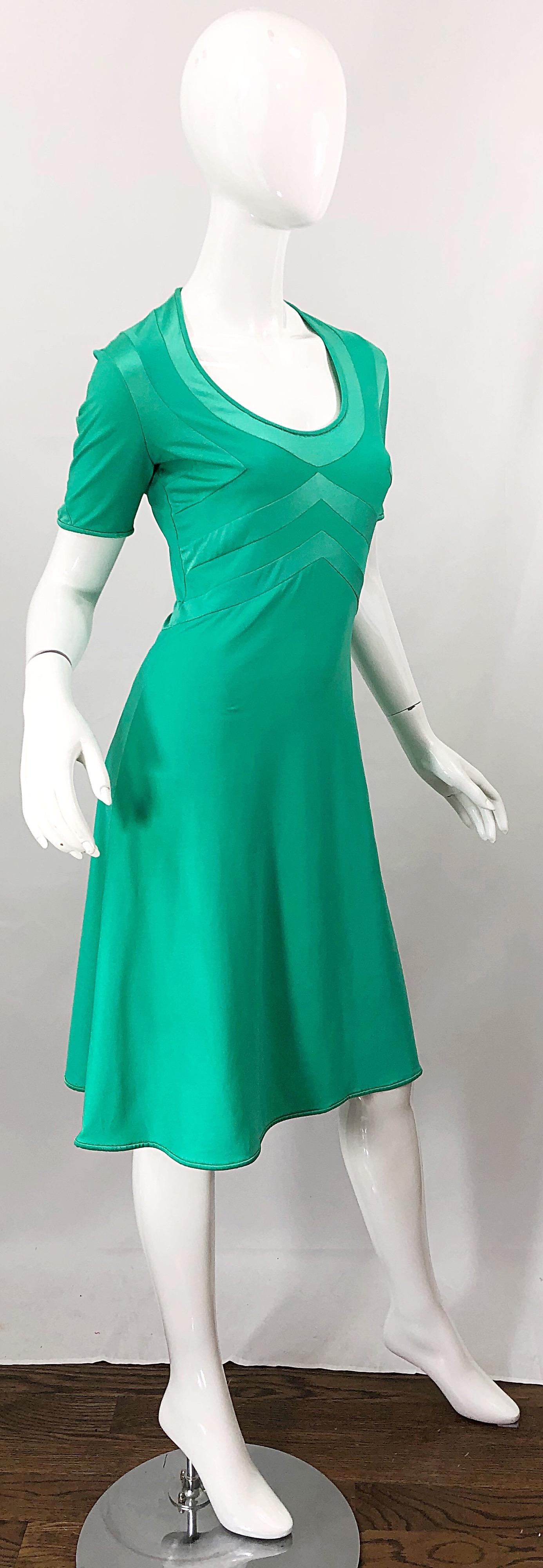 1970s Giorgio di Sant Angelo Kelly Green Slinky Bodysuit 70s Vintage Dress For Sale 4
