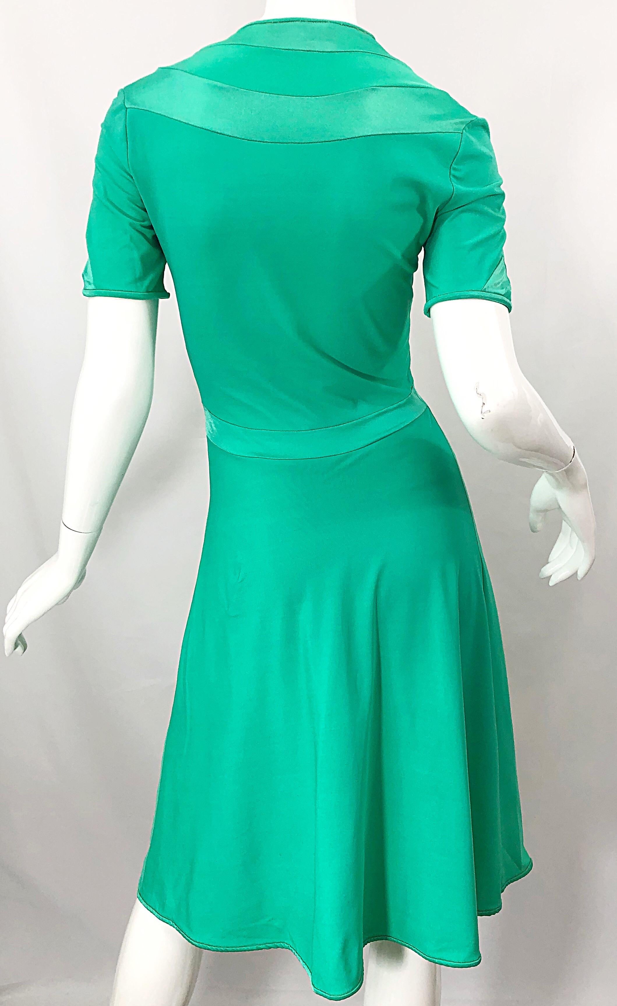 1970s Giorgio di Sant Angelo Kelly Green Slinky Bodysuit 70s Vintage Dress For Sale 5
