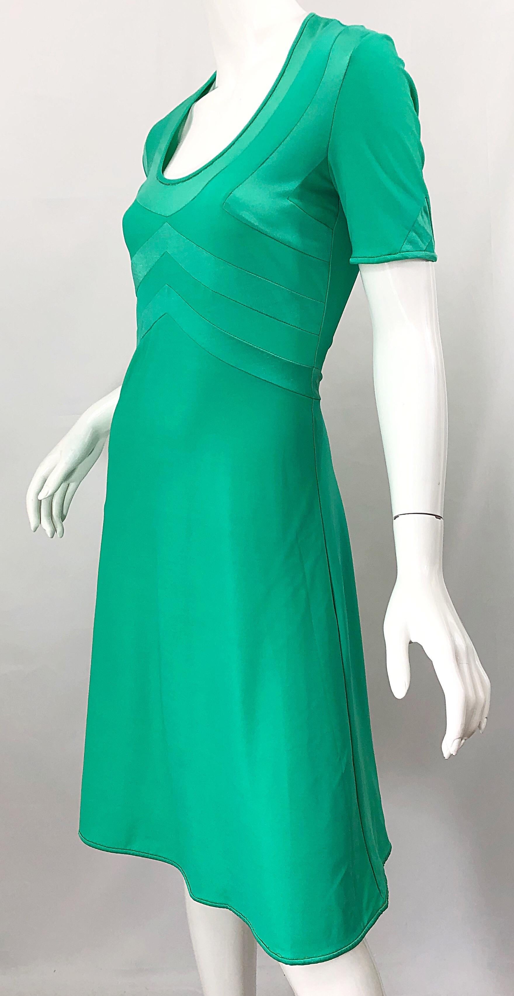 1970s Giorgio di Sant Angelo Kelly Green Slinky Bodysuit 70s Vintage Dress For Sale 6