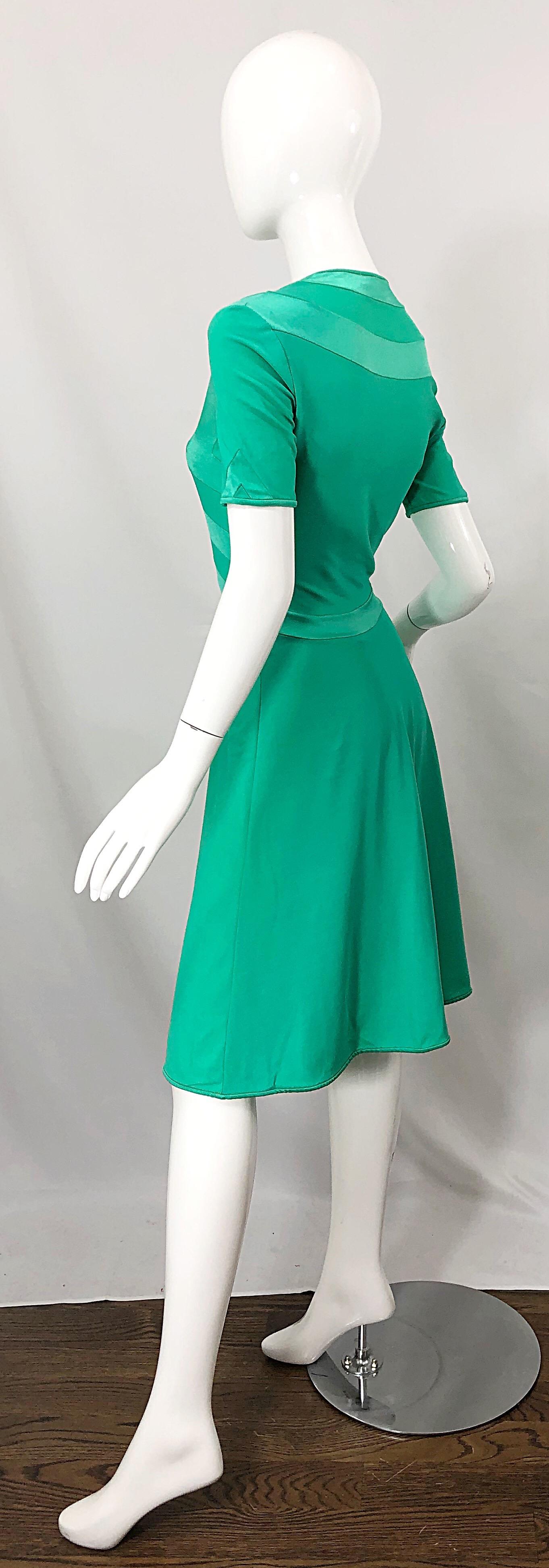 1970s Giorgio di Sant Angelo Kelly Green Slinky Bodysuit 70s Vintage Dress For Sale 7