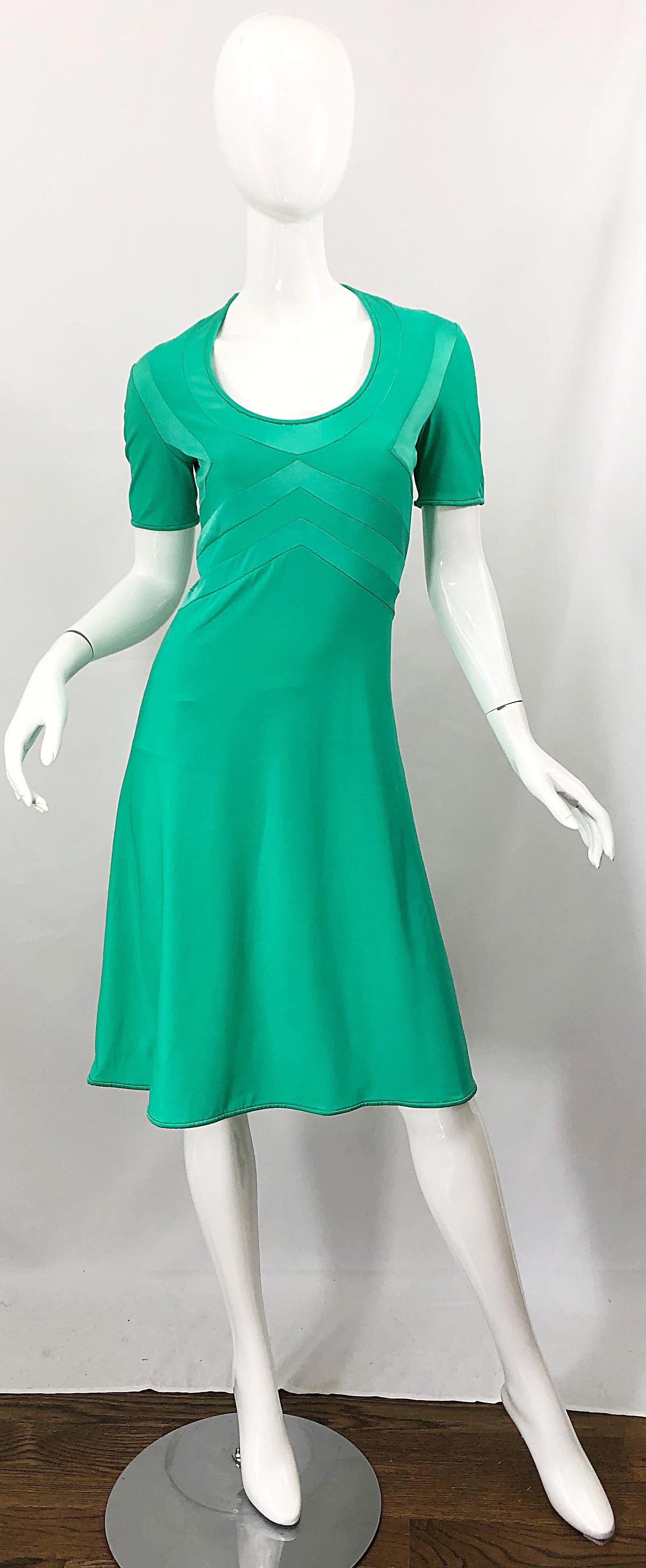 1970s Giorgio di Sant Angelo Kelly Green Slinky Bodysuit 70s Vintage Dress For Sale 8