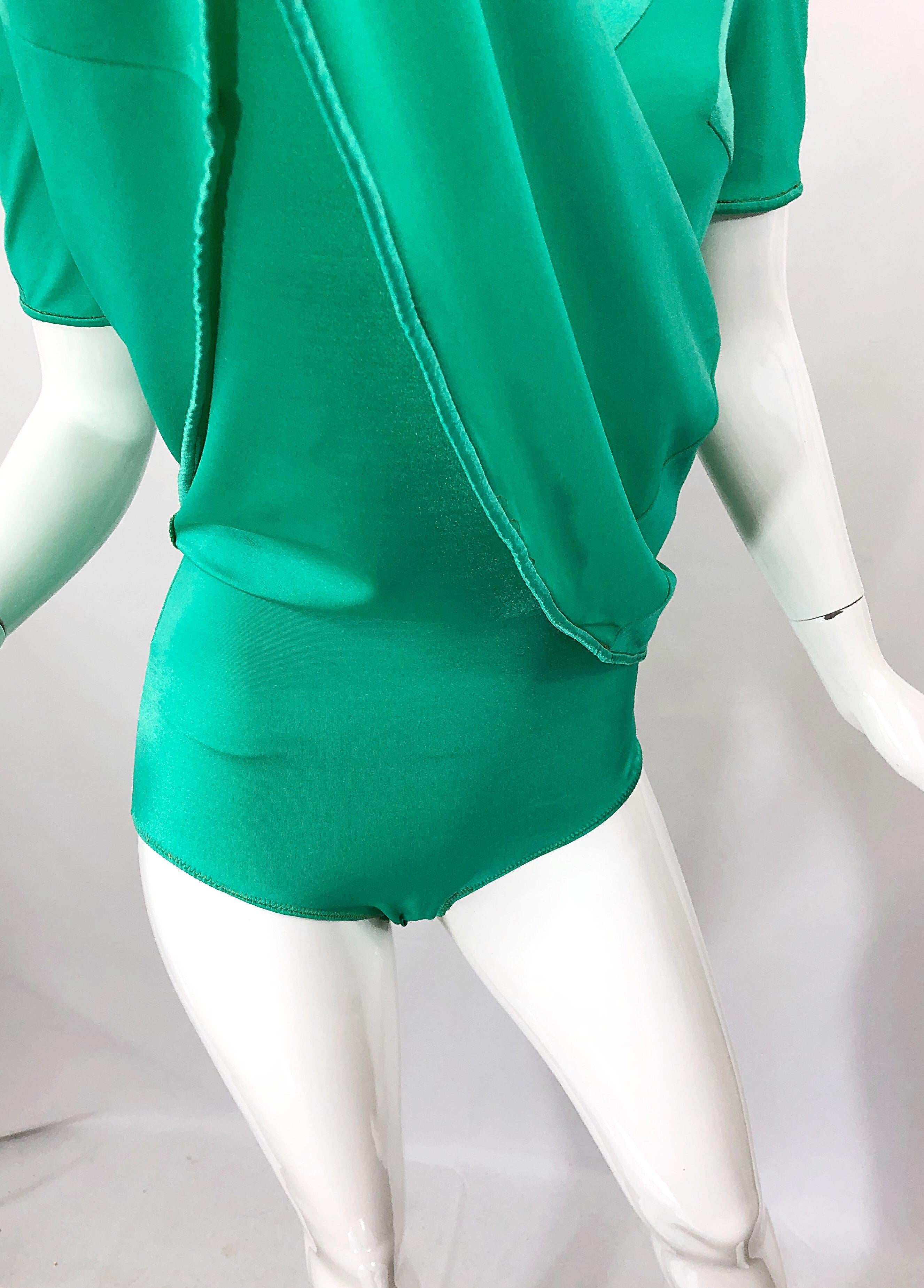 Vert Giorgio di Sant Angelo Kelly - Robe moulante verte et fluide vintage, années 1970 en vente