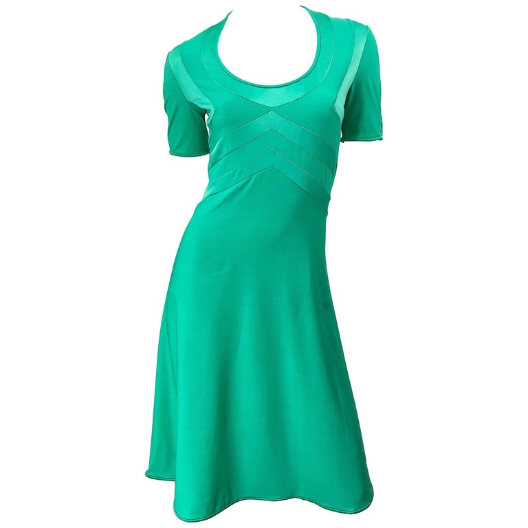 1970s Giorgio Di Sant Angelo Kelly Green Slinky Bodysuit 70s Vintage Dress
