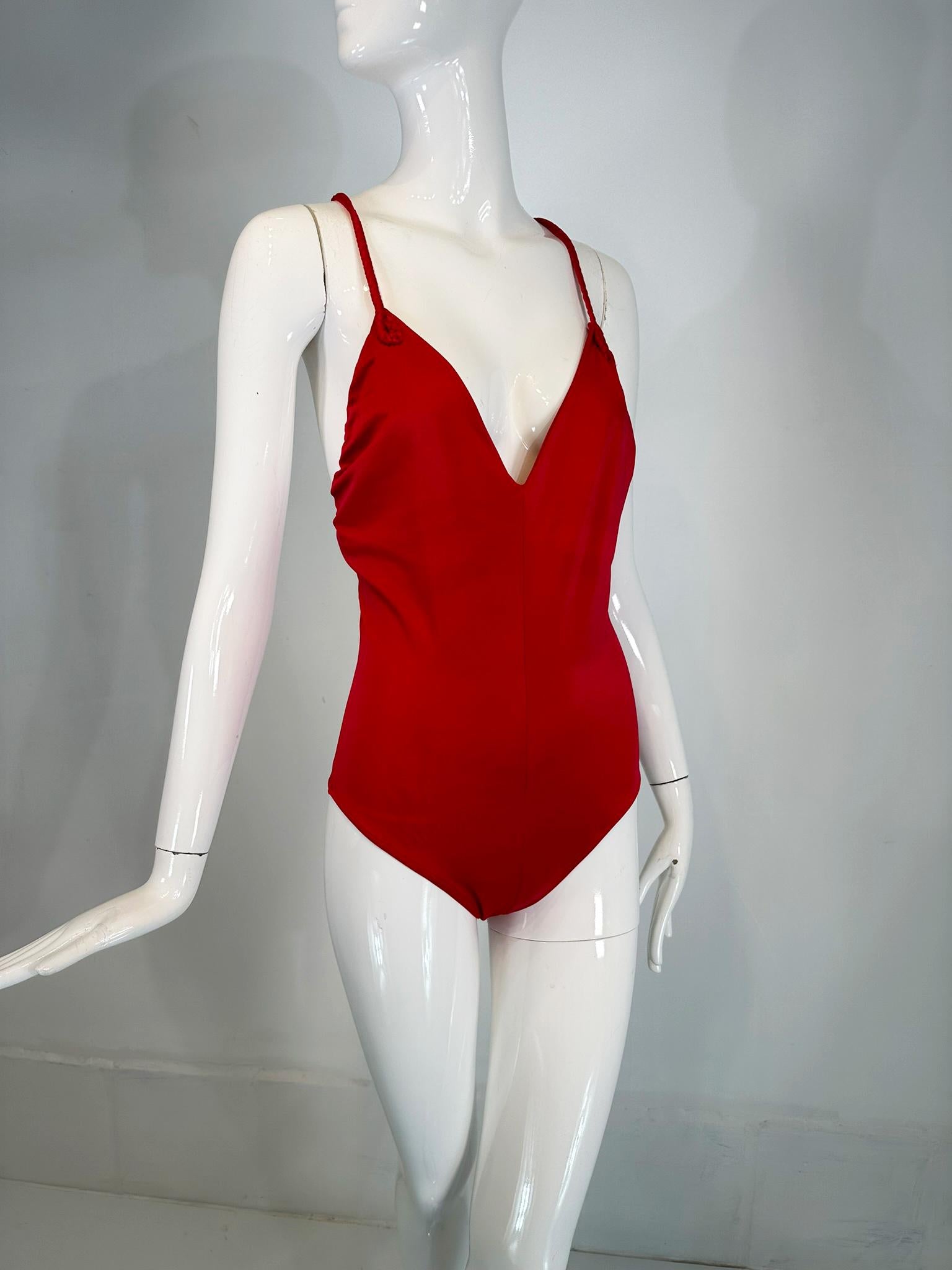 Giorgio di Sant' Angelo Red Stretch Jersey Body/Swim Suit & Wrap Skirt 1970s For Sale 6