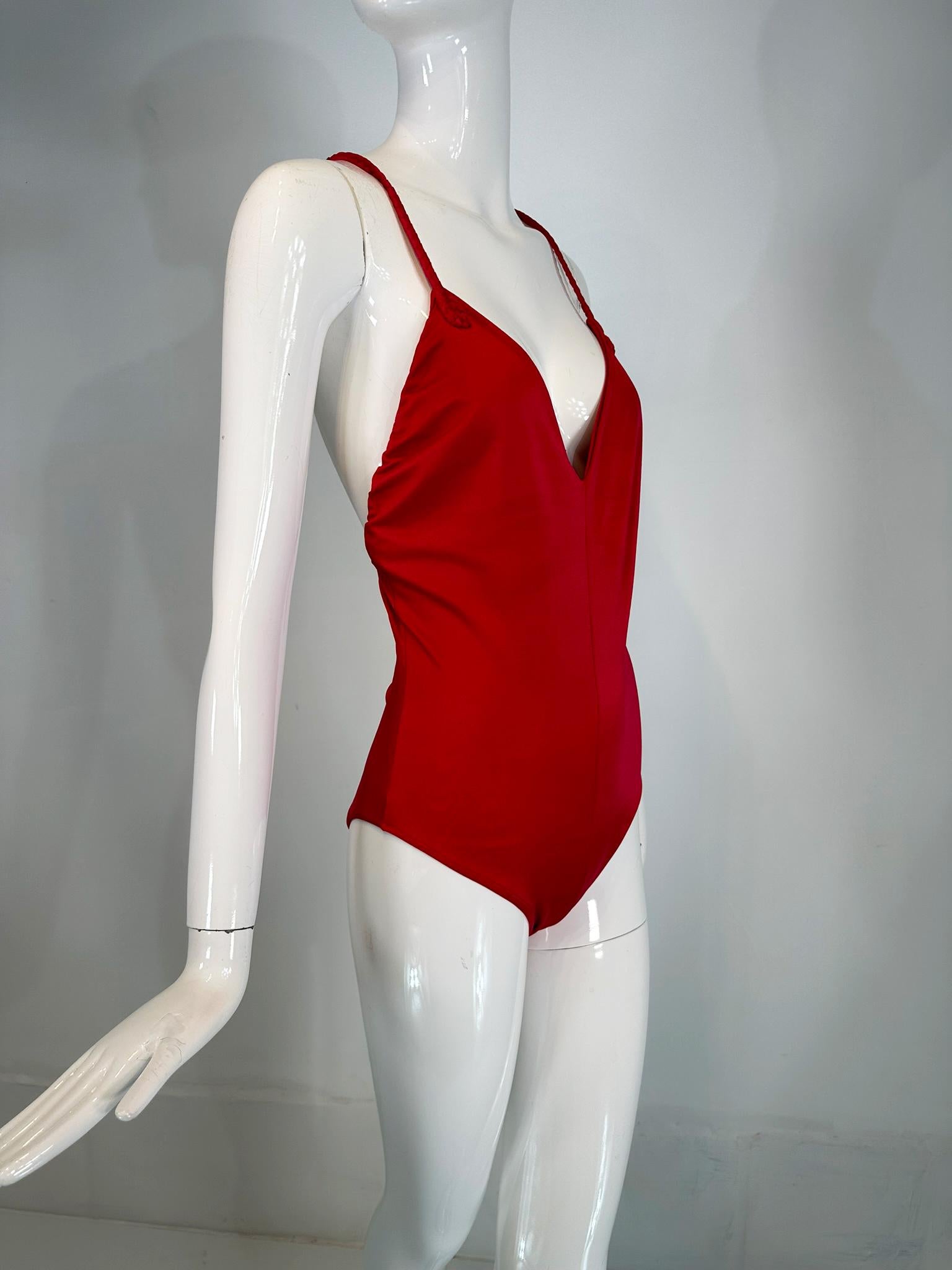 Giorgio di Sant' Angelo Red Stretch Jersey Body/Swim Suit & Wrap Skirt 1970s For Sale 7