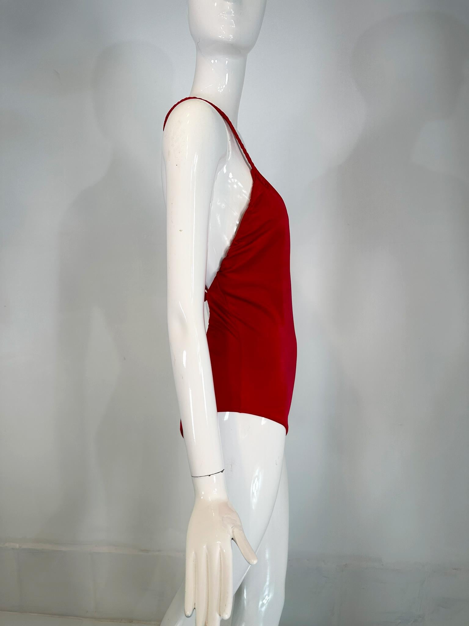 Giorgio di Sant' Angelo Red Stretch Jersey Body/Swim Suit & Wrap Skirt 1970s For Sale 8