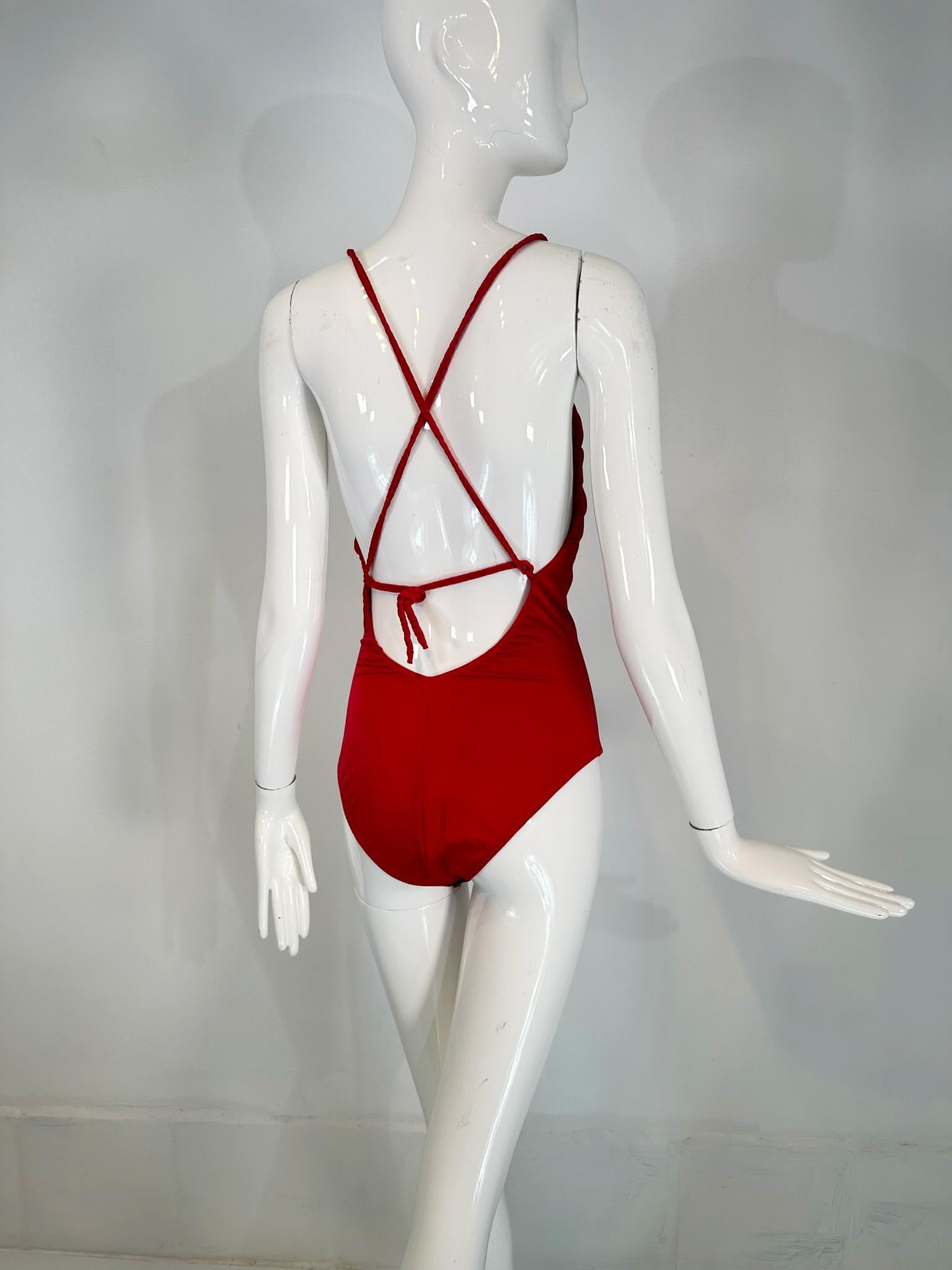Giorgio di Sant' Angelo Red Stretch Jersey Body/Swim Suit & Wrap Skirt 1970s For Sale 9