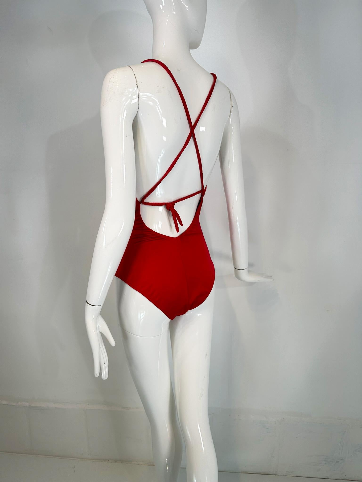 Giorgio di Sant' Angelo Red Stretch Jersey Body/Swim Suit & Wrap Skirt 1970s For Sale 10