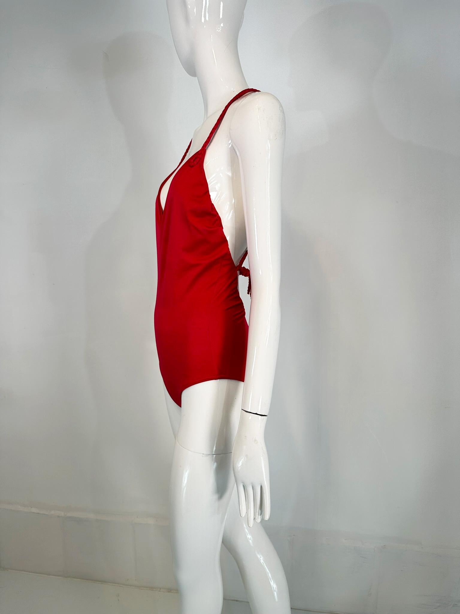 Giorgio di Sant' Angelo Red Stretch Jersey Body/Swim Suit & Wrap Skirt 1970s For Sale 11