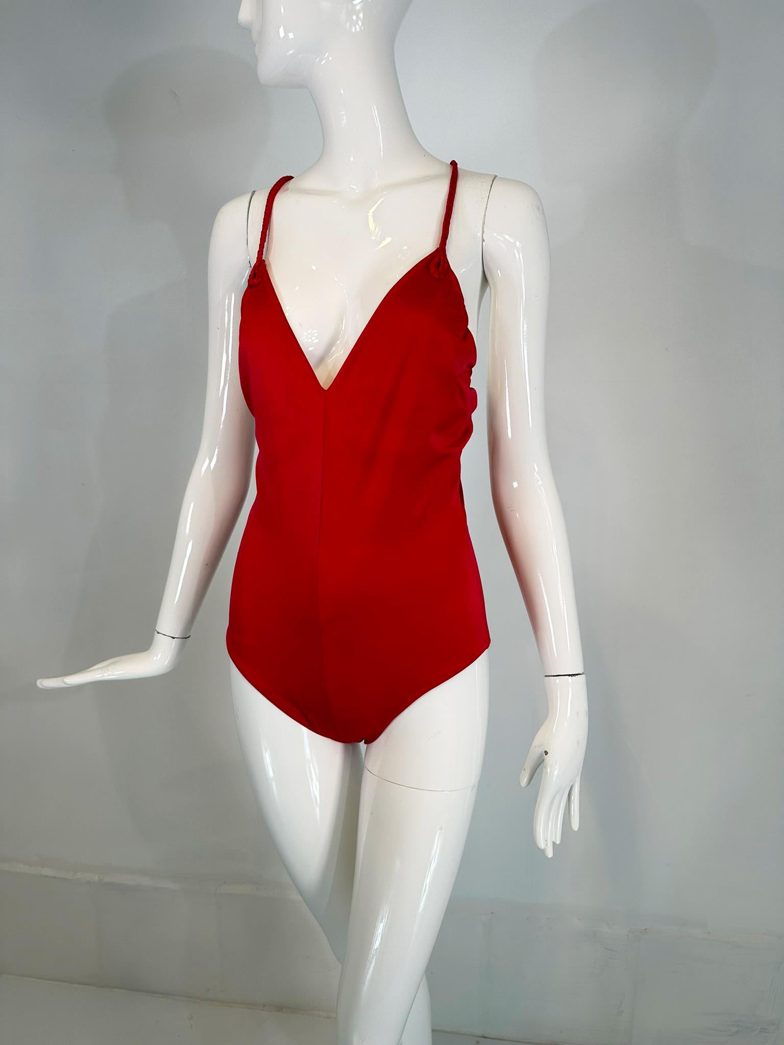 Giorgio di Sant' Angelo Red Stretch Jersey Body/Swim Suit & Wrap Skirt 1970s For Sale 12