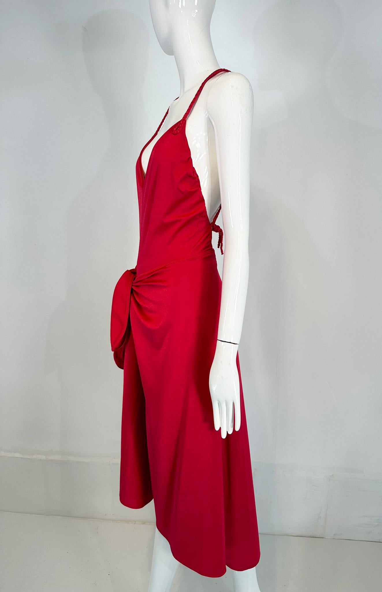 Giorgio di Sant' Angelo Red Stretch Jersey Body/Swim Suit & Wrap Skirt 1970s In Good Condition For Sale In West Palm Beach, FL