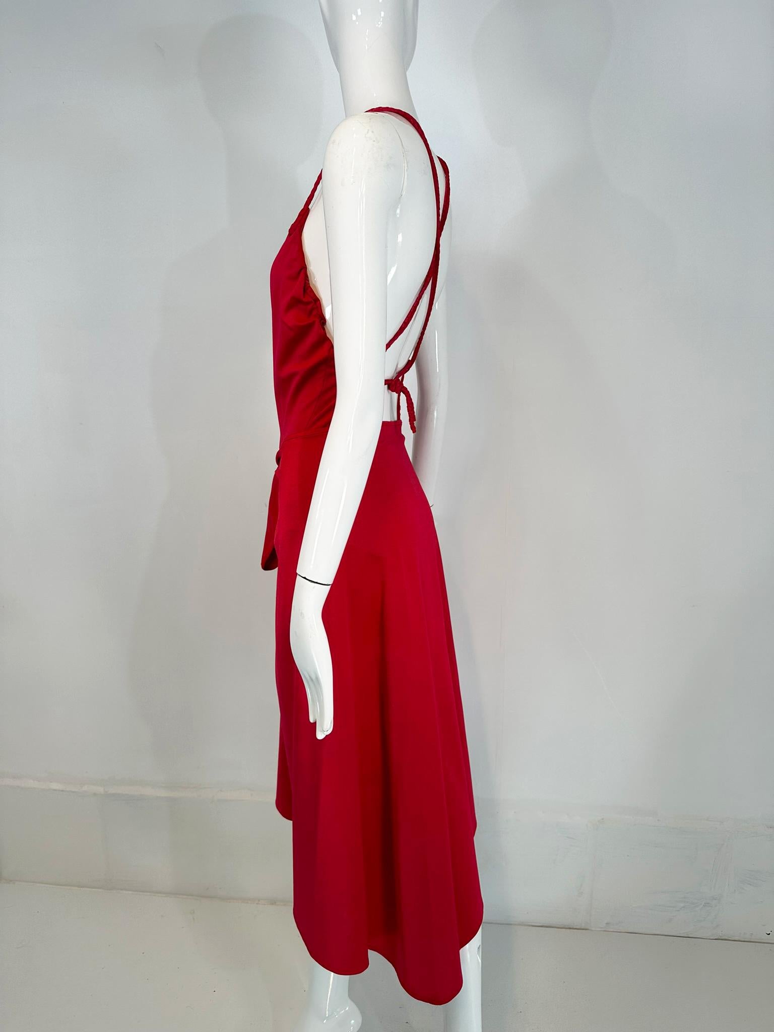 Women's Giorgio di Sant' Angelo Red Stretch Jersey Body/Swim Suit & Wrap Skirt 1970s For Sale