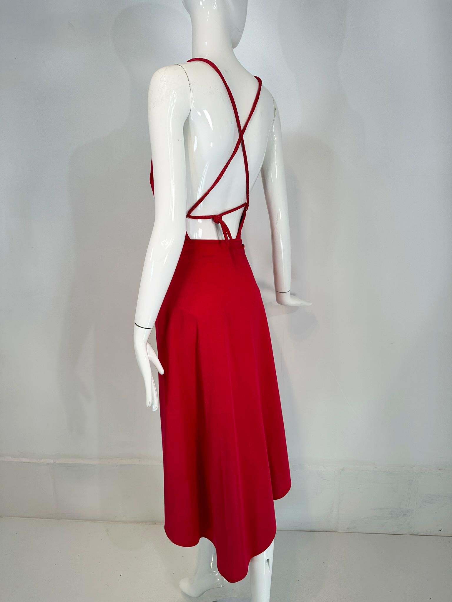 Giorgio di Sant' Angelo Red Stretch Jersey Body/Swim Suit & Wrap Skirt 1970s For Sale 1