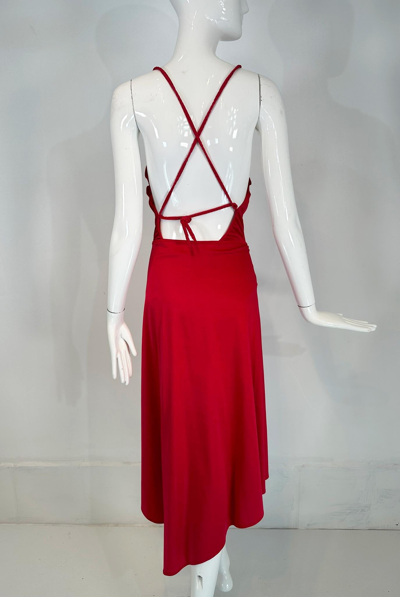 Giorgio di Sant' Angelo Red Stretch Jersey Body/Swim Suit & Wrap Skirt 1970s For Sale 2