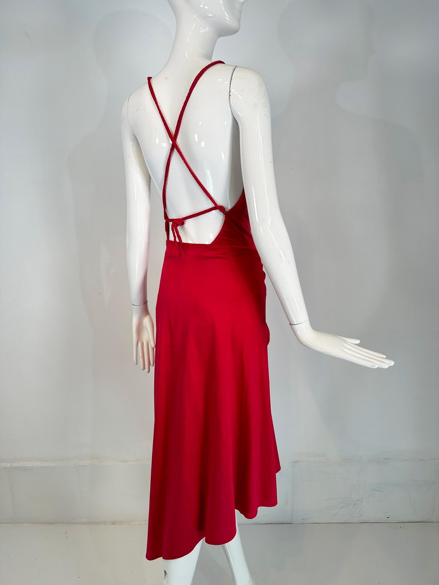 Giorgio di Sant' Angelo Red Stretch Jersey Body/Swim Suit & Wrap Skirt 1970s For Sale 3
