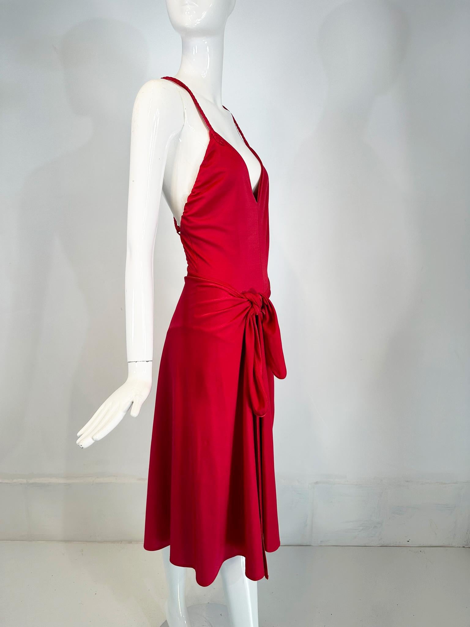 Giorgio di Sant' Angelo Red Stretch Jersey Body/Swim Suit & Wrap Skirt 1970s For Sale 4