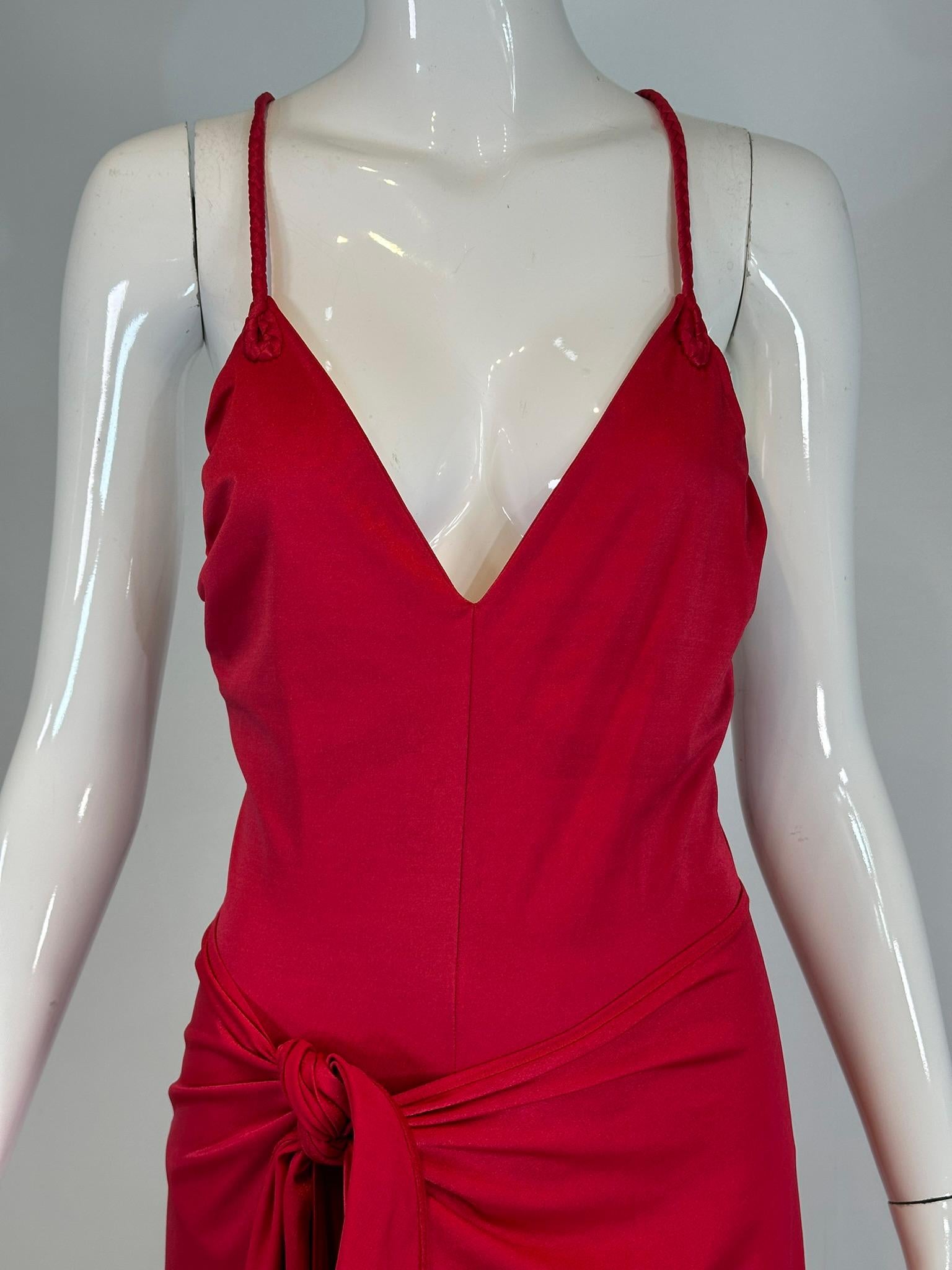 Giorgio di Sant' Angelo Red Stretch Jersey Body/Swim Suit & Wrap Skirt 1970s For Sale 5