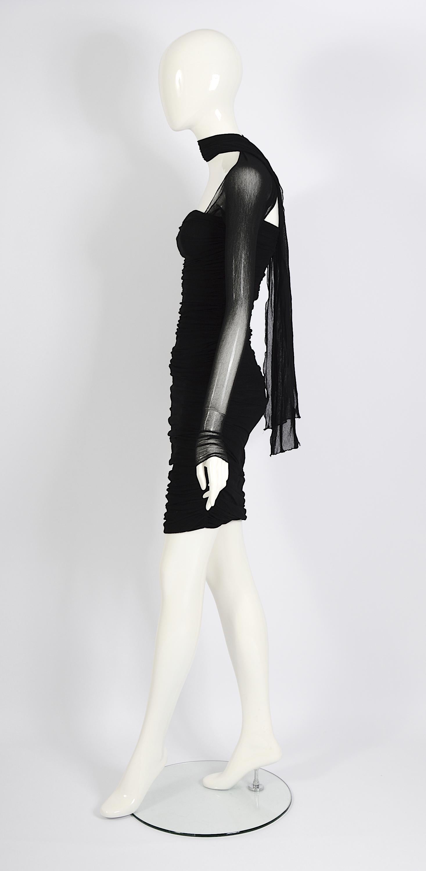 Giorgio di Sant' Angelo vintage 1989 documentado vestido envolvente de red elástica negra en venta 9